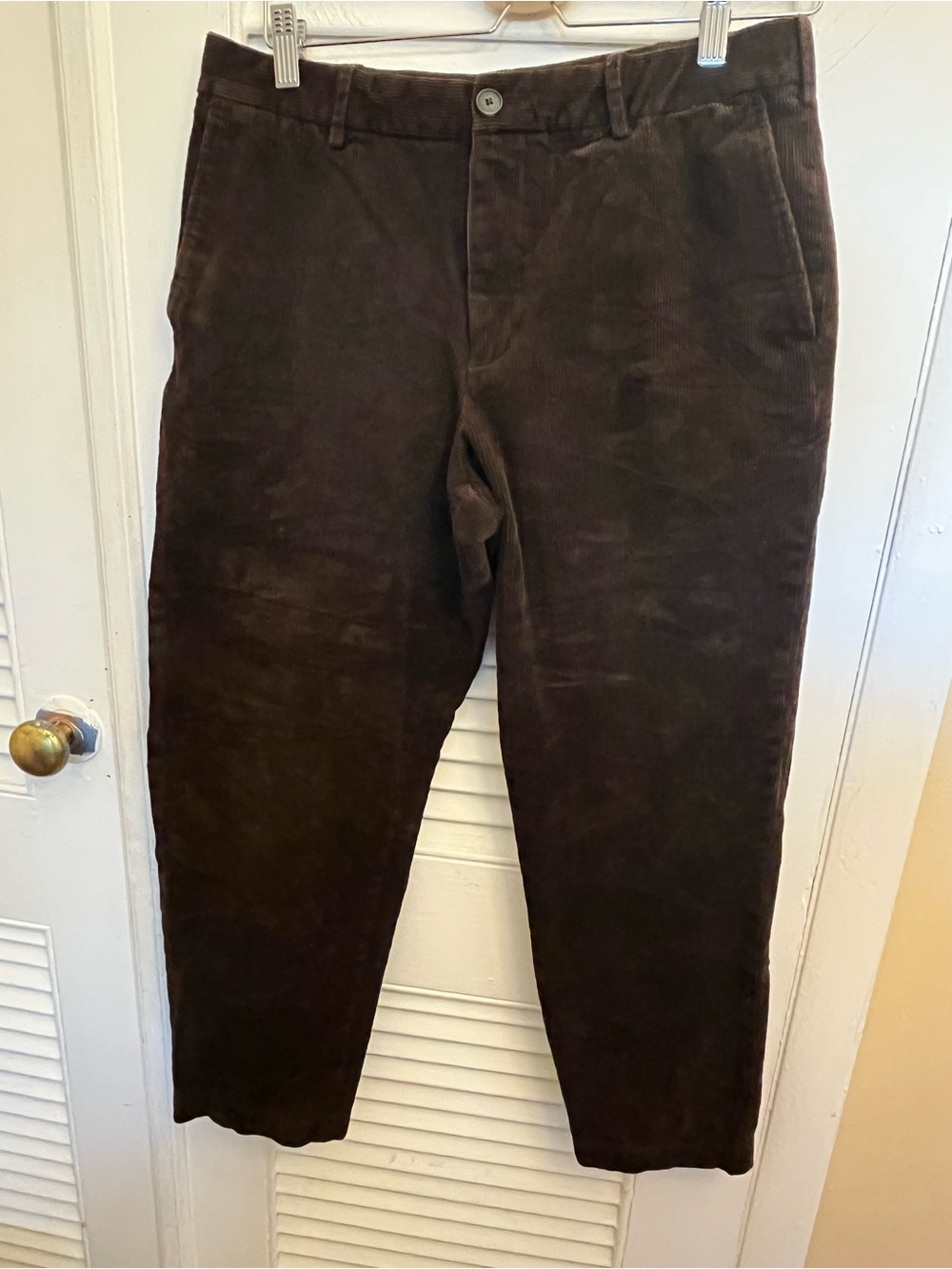 Uniqlo Men's Drawstring Corduroy Pants Trousers, Dark Brown Medium 30-33 Waist